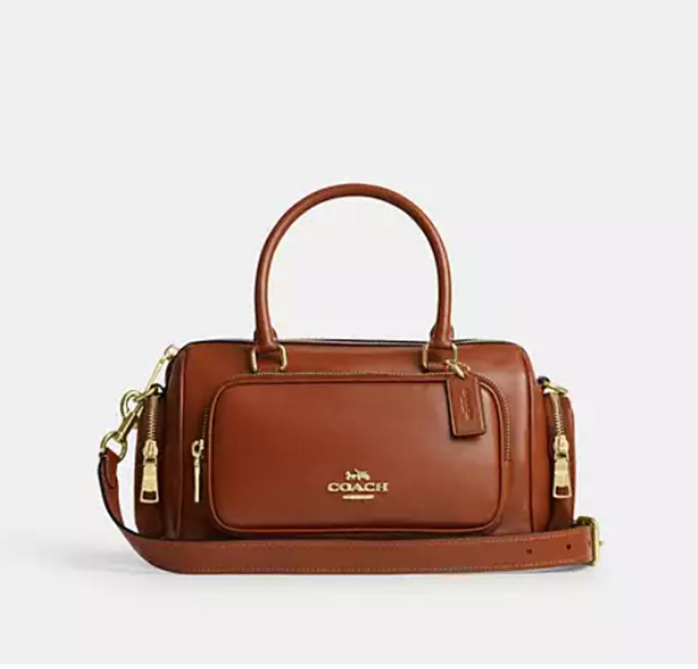 Coach Rowan Satchel Bag With Pockets In leather/Gold/Cinnamon CES79 NWT